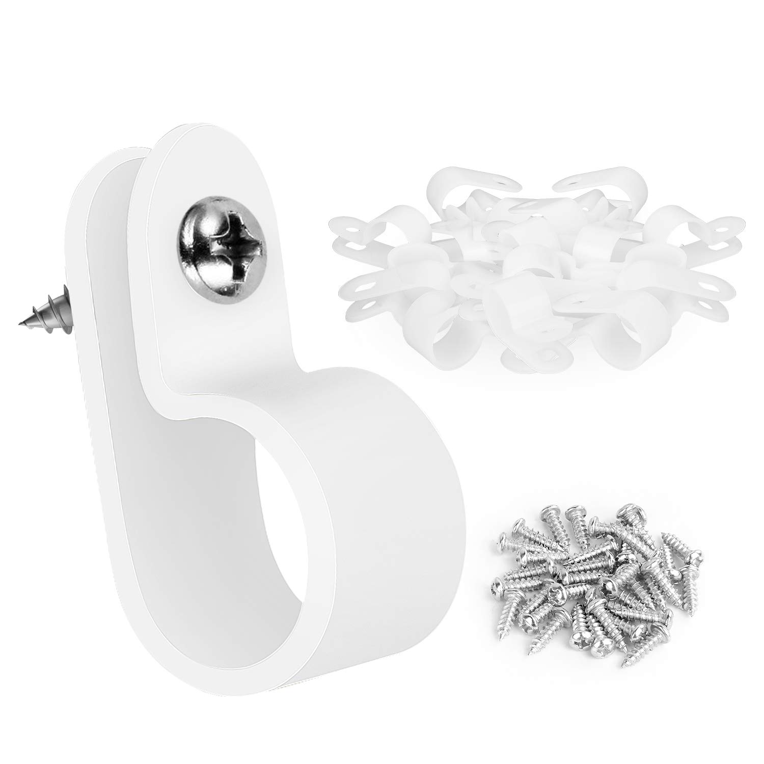 GOOACC 1/2 Inch Rope Light P-Style Mounting Clips with Pan Head Phillips Stainless Steel Screws. (50 Pack Clips and 50Pcs Screws)