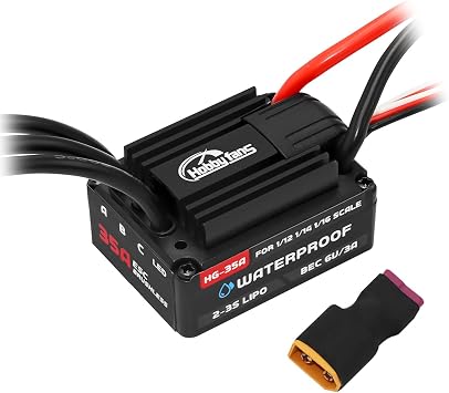 Brushless HG-35A Waterproof ESC Electric Speed Controller for Traxxas E-REVO Losi JRX2 H16BM H16DR Redcat Volcano 16 Arrma Typhon Grom Mojave Grom 1/14 1/16 1/18 RC Car Black