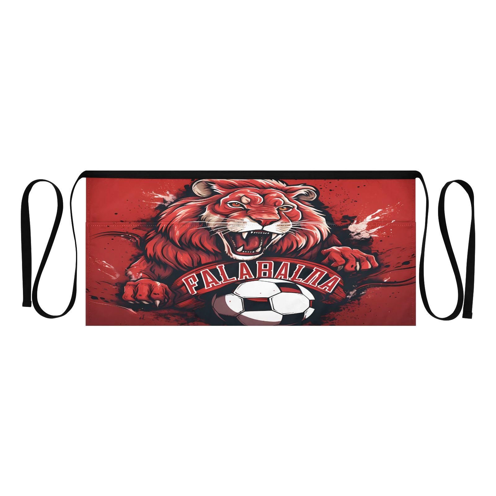 KUEJOP Server Apron with Pockets Roaring Lion and Football Half Unisex Garden Apron