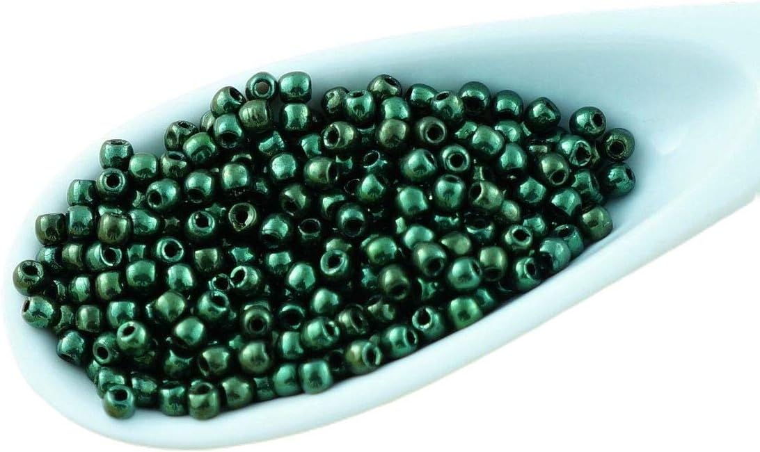 5g Metallic Green Luster Round Czech Glass Beads Small Tiny Spacer Seed 2mm