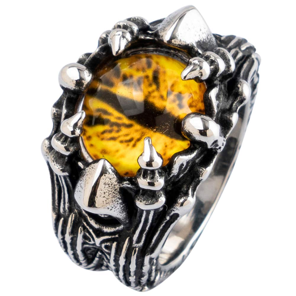 ForFox Anello Occhio malocchio in Acciaio Titanio Punk per Uomo Donna Taglia 14-27