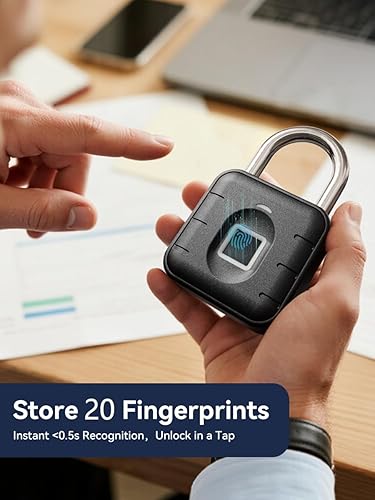Miniatura 2 de NexusLab Candado inteligente de huellas dactilares ultrarrápido resistente al agua IP67 y antioxidante, ideal para gimnasio, escuela, viajes y