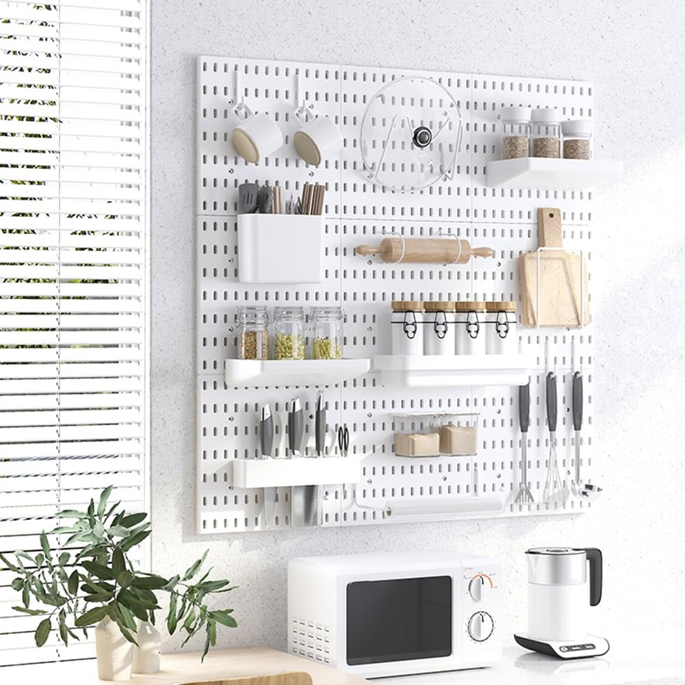 Tableros Perforados para Paredes, Paneles de Tablero Perforado, Kit Organizador de Pared de Tablero Perforado, Panel de Tablero Perforado para exhibición de Montaje en Pared con Accesorios d