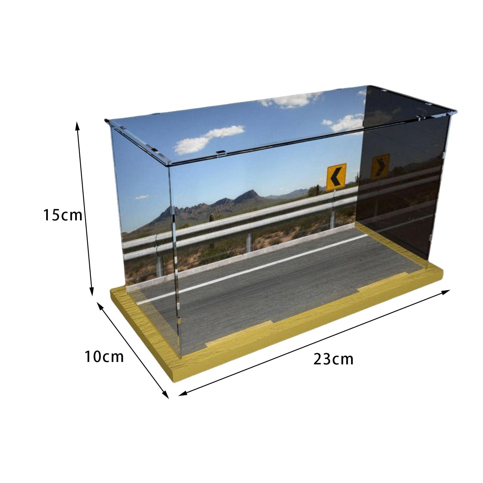 Gralara Escena de Estacionamiento en Miniatura 1/12 Caja de Vitrina Acrílica Expositora Estantería Soporte con Base de Acrílico Adecuada para Colecci, Madera de Alta Velocidad