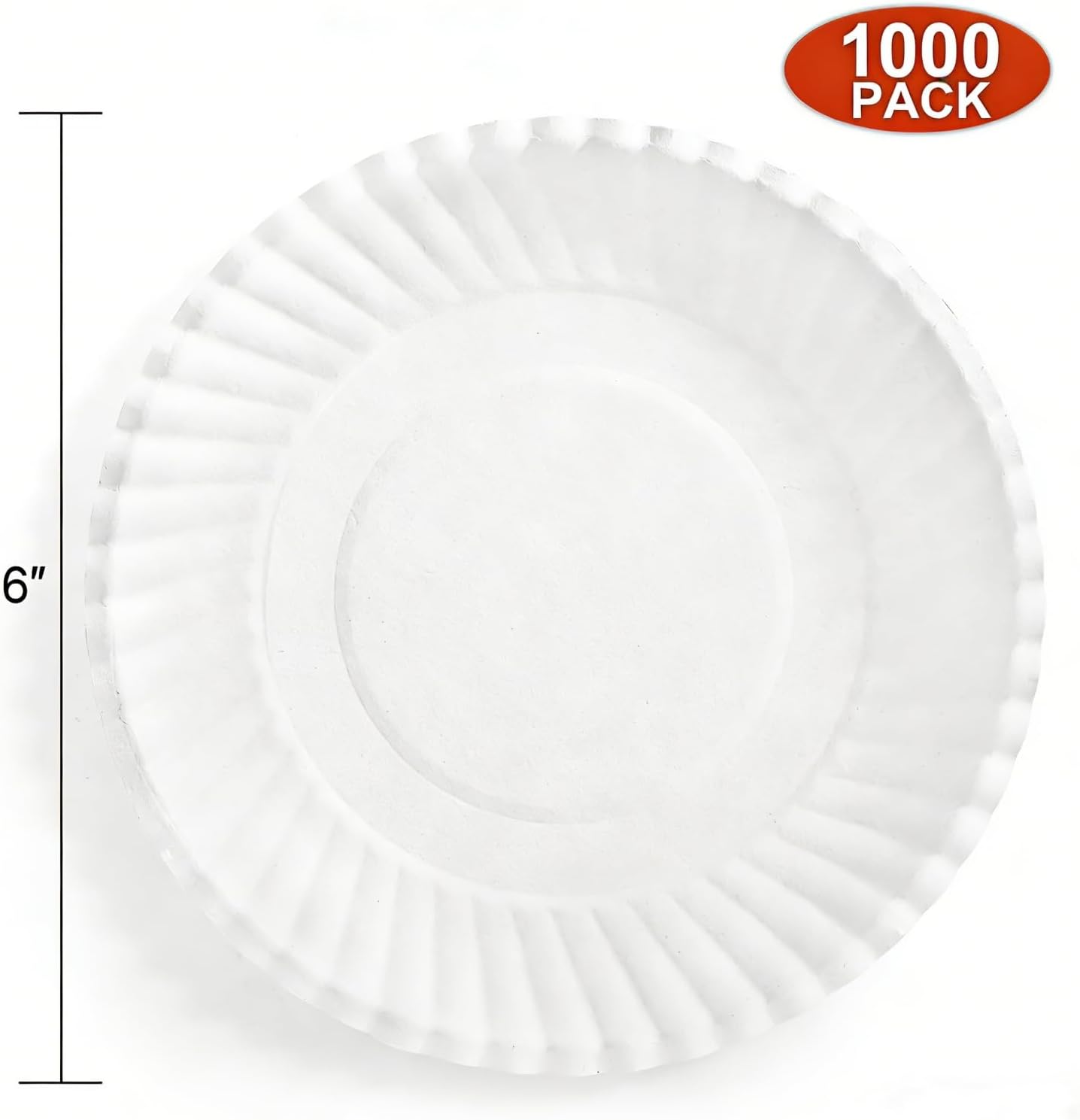 Hacaroa 1000 Pack 6 Inch Paper Plates Uncoated, Disposable Dessert Plates Bulk Cat Food Tray, Small White Cake Plates for Appetizer, Cupcake, Craft Project, Round