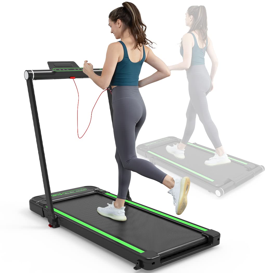 THERUN 2 in 1 Under Desk Treadmill, Folding Treadmill 2.5HP with Remote Control, 0.6-7.6 mph, LED Display, Phone/Tablet Holder, Electric Walking Running Machine for Home Office, No Assembly Needed