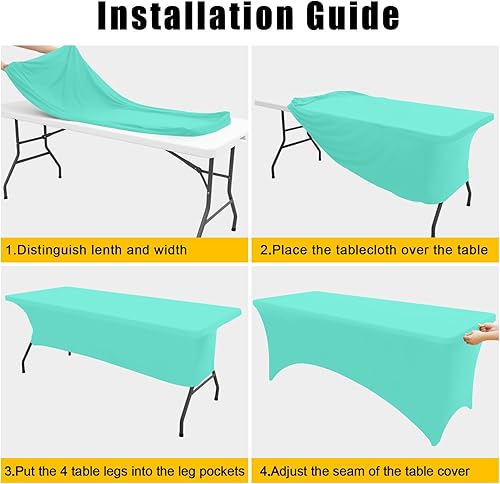 Miniatura 183 de Smiry Paquete de 2 manteles de elastano de 6 pies, elásticos ajustables, lavables y sin arrugas, rectangulares para mesa de patio, para exteriores,