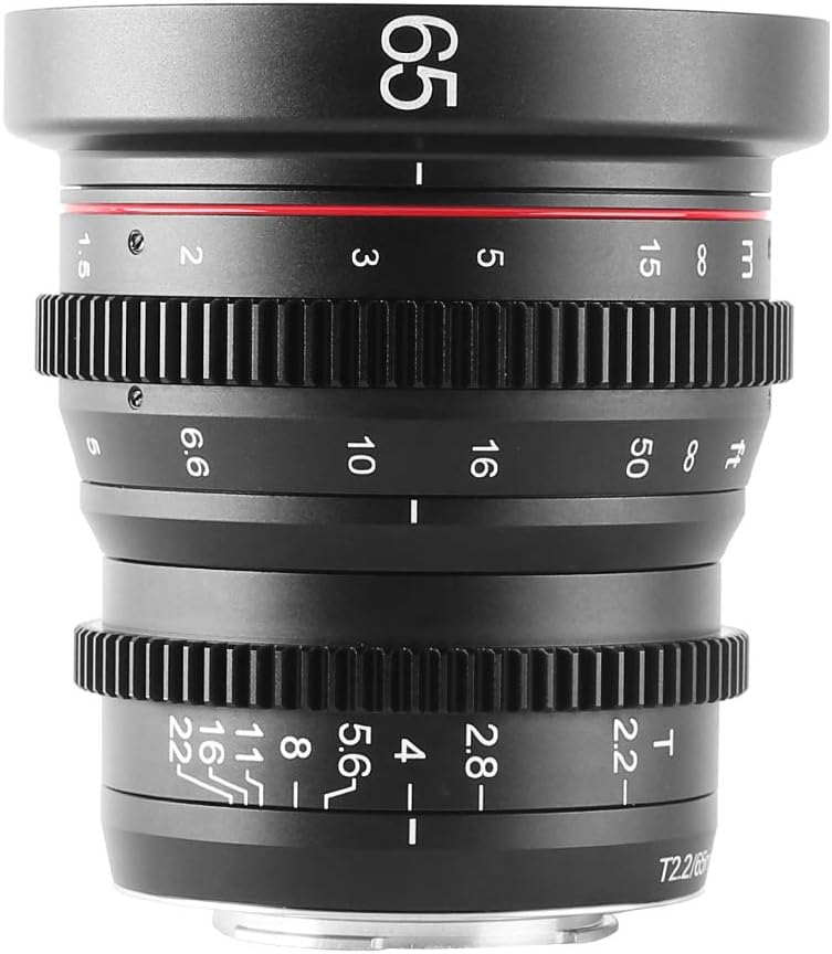 Meike 65mm T2.2 Mini Manual Focus Wide-Angle Cinema Lens for M43 Micro Four Thirds MFT Mount Cameras BMPCC 4K Z CAM E2 Black