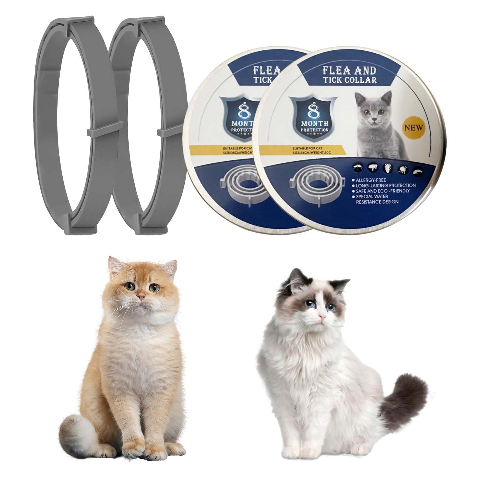2 Pack Cat Collar, Natural Essential Oils Collar for Infections Prevention 16-Month Protection