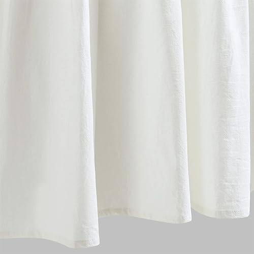 Miniatura 6 de Cortinas de ducha con volantes de sirena de 72 x 72 pulgadas, 100% algodón, color blanco marfil, estilo francés, estilo desgastado y elegante,