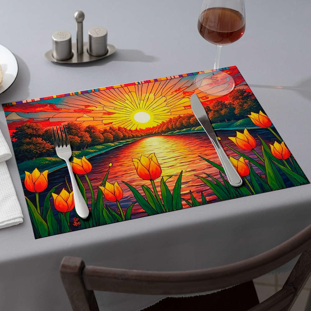 Sets de table tulipes de qualité supérieure résistants à la chaleur style champêtre