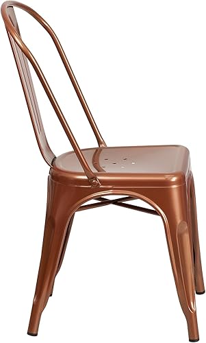 Miniatura 8 de Flash Furniture - Silla apilable de metal para interior y exterior, NA, Cobre
