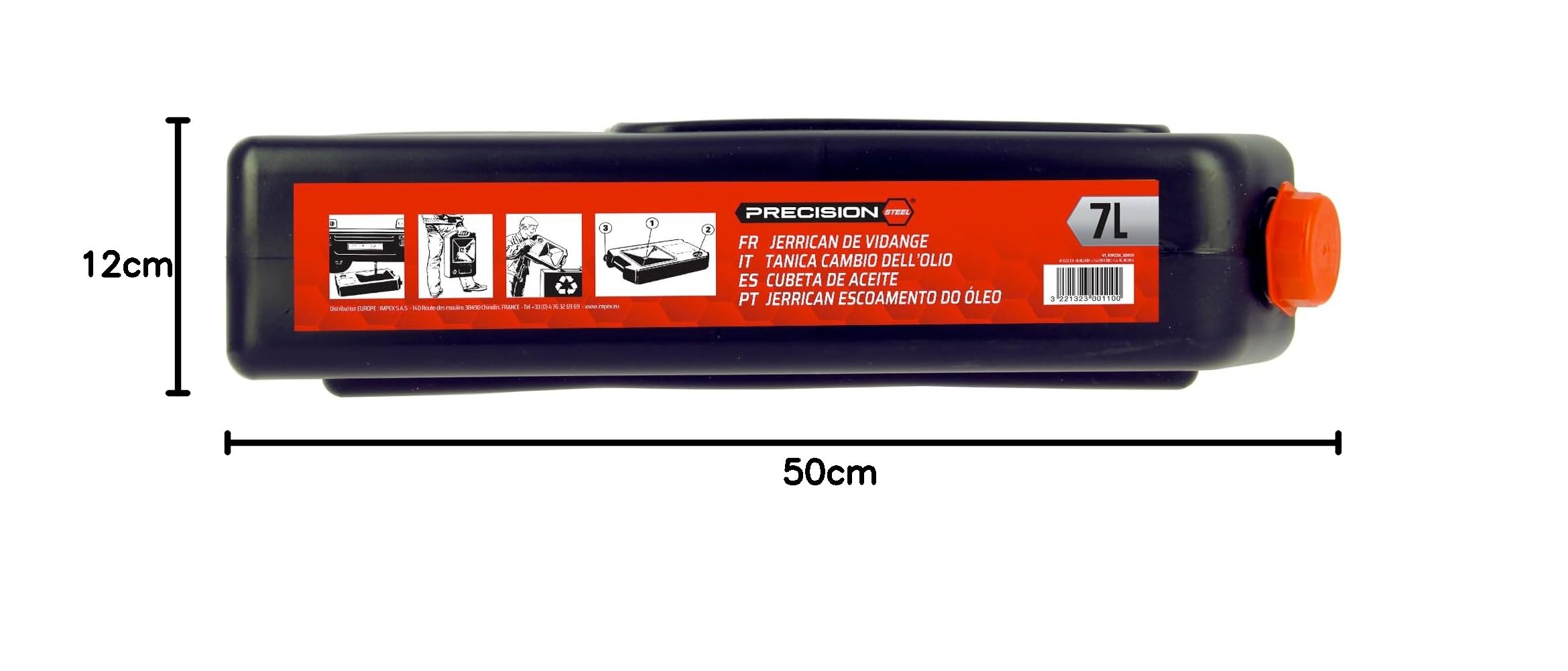 XLTECH Jerrican Bac de Vidange 7L Noir Essence Acier allié 7 litres