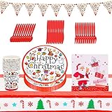 【Material de primera calidad】 Estos artículos para fiestas navideñas están hechos de materiales de calidad superior y extra duraderos. Haz una fiesta hermosa y memorable con nuestro juego de platos y servilletas navideñas