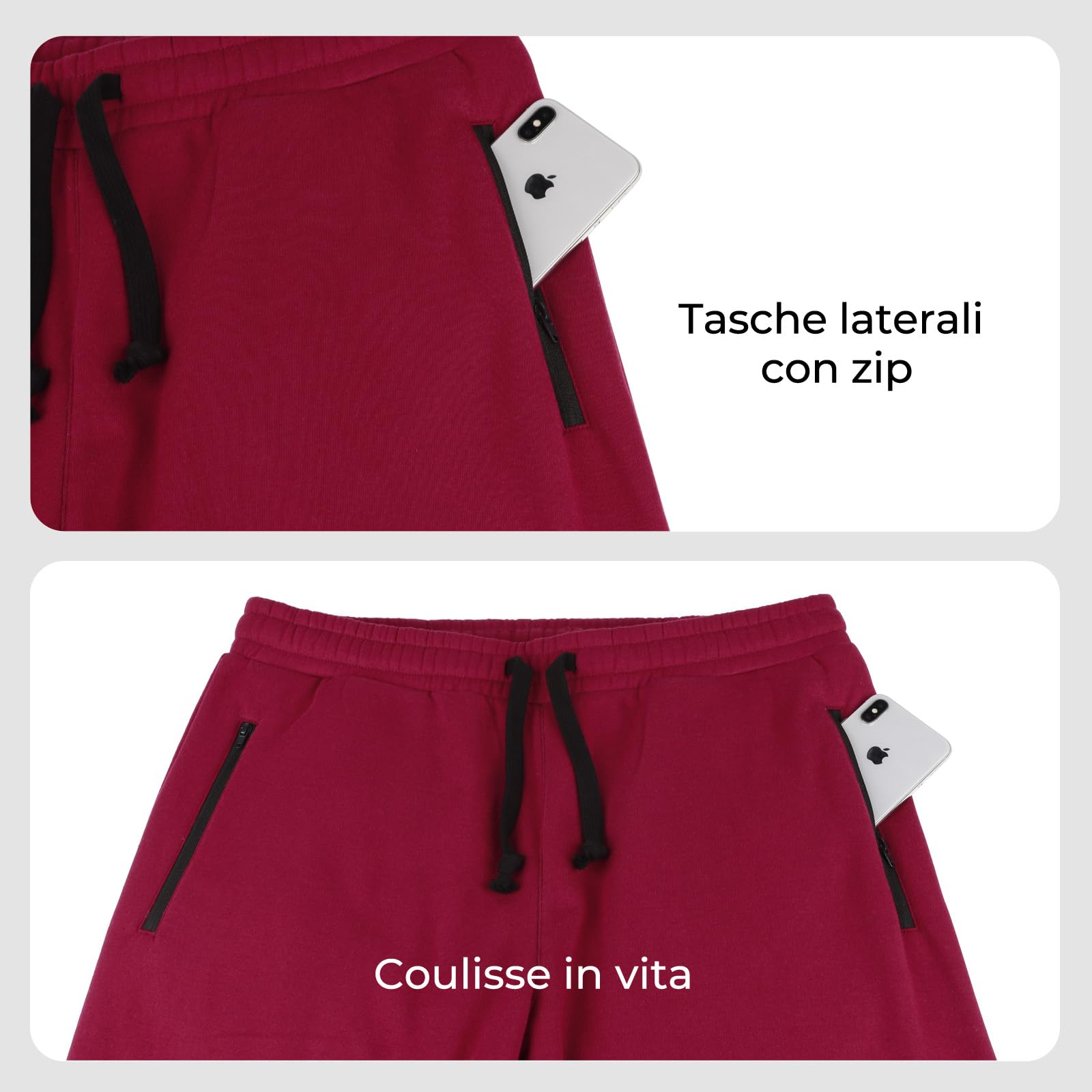 ineepor Pantaloni Tuta Uomo Invernali Pantaloni Termici Sportivi Uomo Felpata Pile Foderato Fleece Joggers Pantaloni Larghi Baggy Cerniera Tasche Laterali