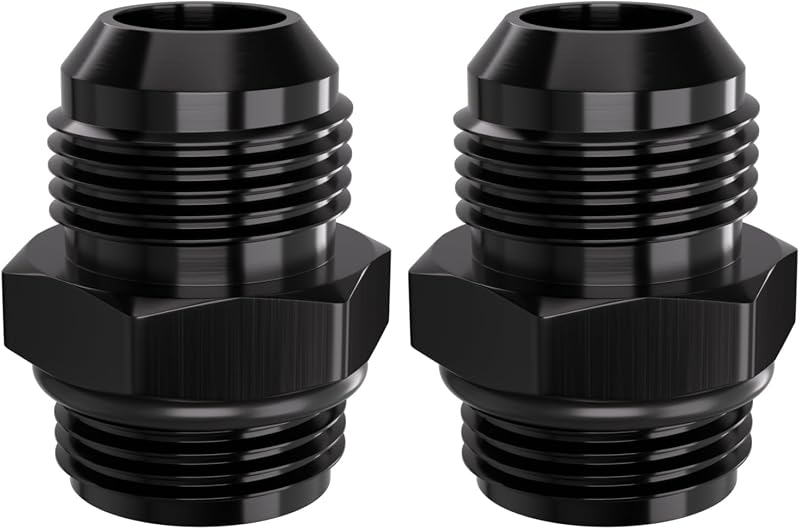 Adaptador ORB 12AN para 12AN APIELE em alumínio preto – Kit com 2 unidades