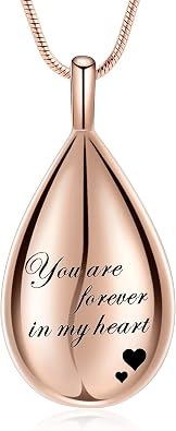 Urn Pendant Necklace Teardrop Cremation Jewelry for Ashes Memorial Keepsake for Women Jewelry Funeral Ashes Holder Collarbone Necklace You are forever in my heart