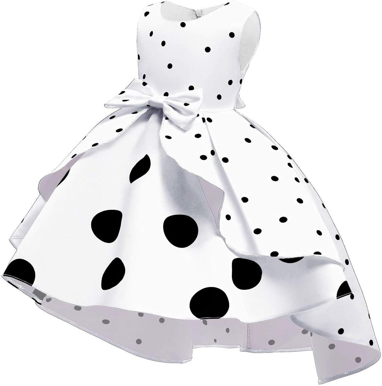 Cichic Girls Party Dress Princess Dress for Girls Formal Dresses Elegant Baby Girls Dress Age 0-10 Years  (9-10 Years, White Dots)