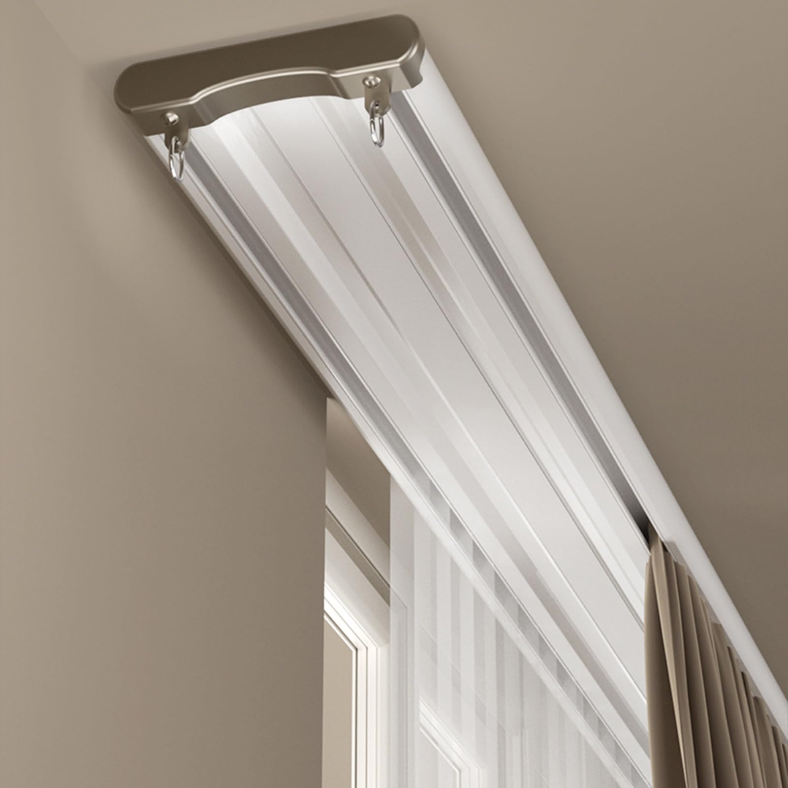 Doppelläufiges Deckenschienensystem – 2,5 m verdunkelnde Gardinenstange mit Rollhaken, ideal für Küchen- und Wohnzimmer-Trennwände & stilvolles Design