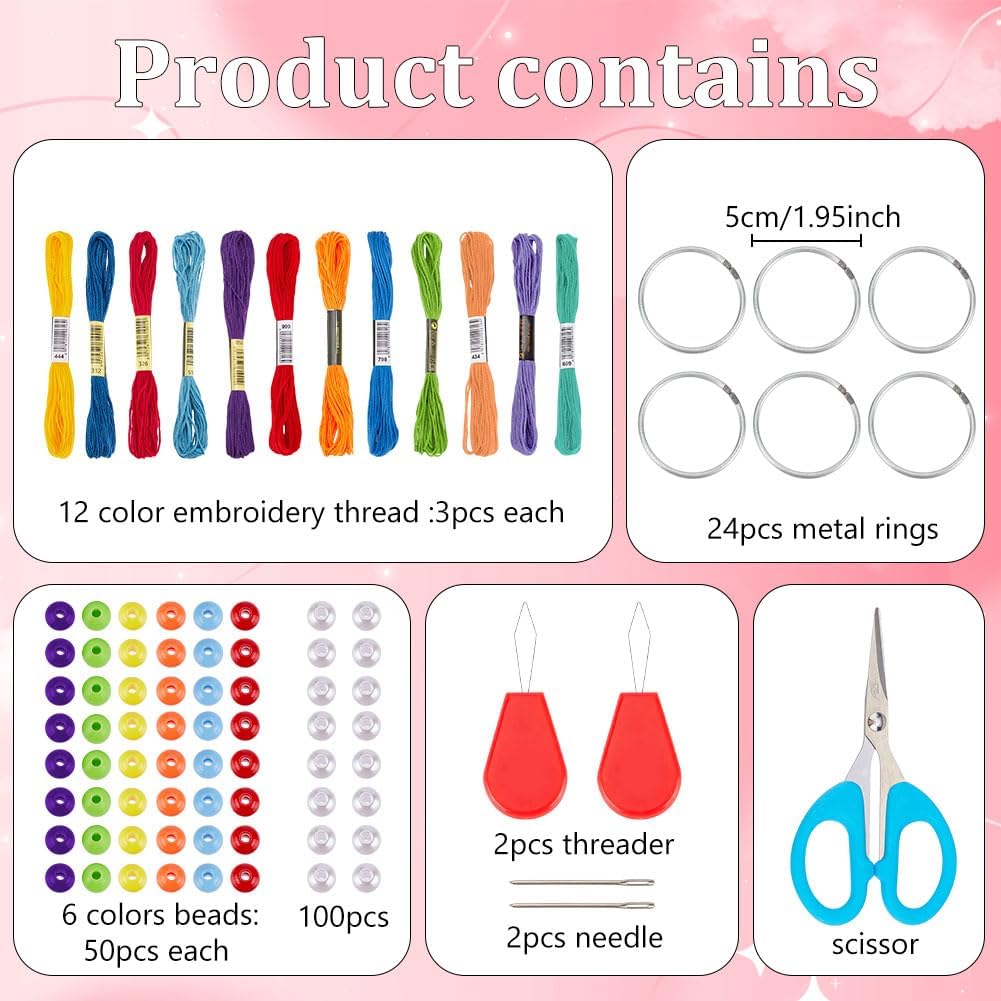 INFUNLY 24Pcs DIY Dream Catcher Kit Handmade Hanging Ornament for Beginners
