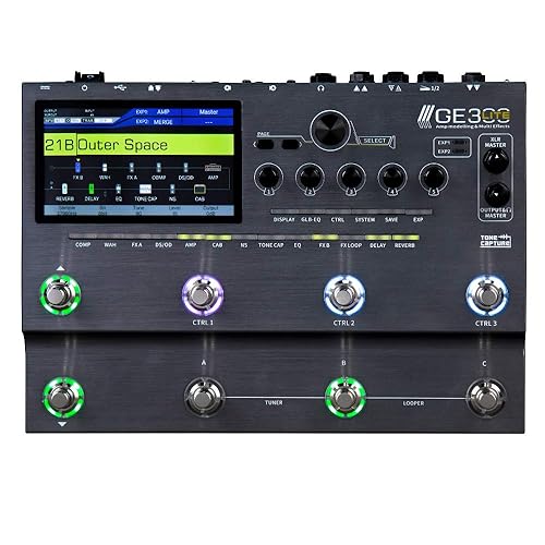 Procesador de efectos multimodelado de amplificador de guitarra MOOER GE300 Lite, FX LOOP, simulación de gabinete, cargador de IR, captura de tono, completo complemento de efectos clásicos y modernos para escenario y estudio