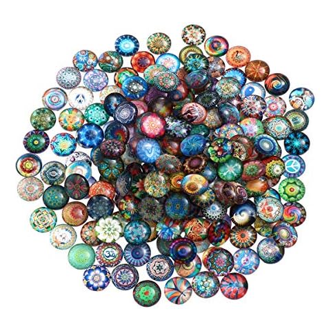 ULTNICE 200 stücke Runde Glasmosaik Fliesen Mixed Mosaik Glas Stücke für DIY Handwerk Schmuck Machen 14mm Cover