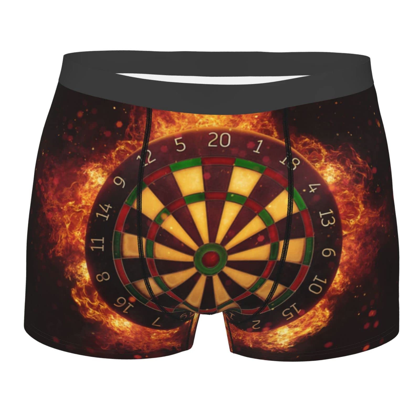 Zsosixdeal Men's Multicolor Dart Board In Burning Flames Novelty Boxers Funny Boxer Briefs Underwear Gag Gifts For