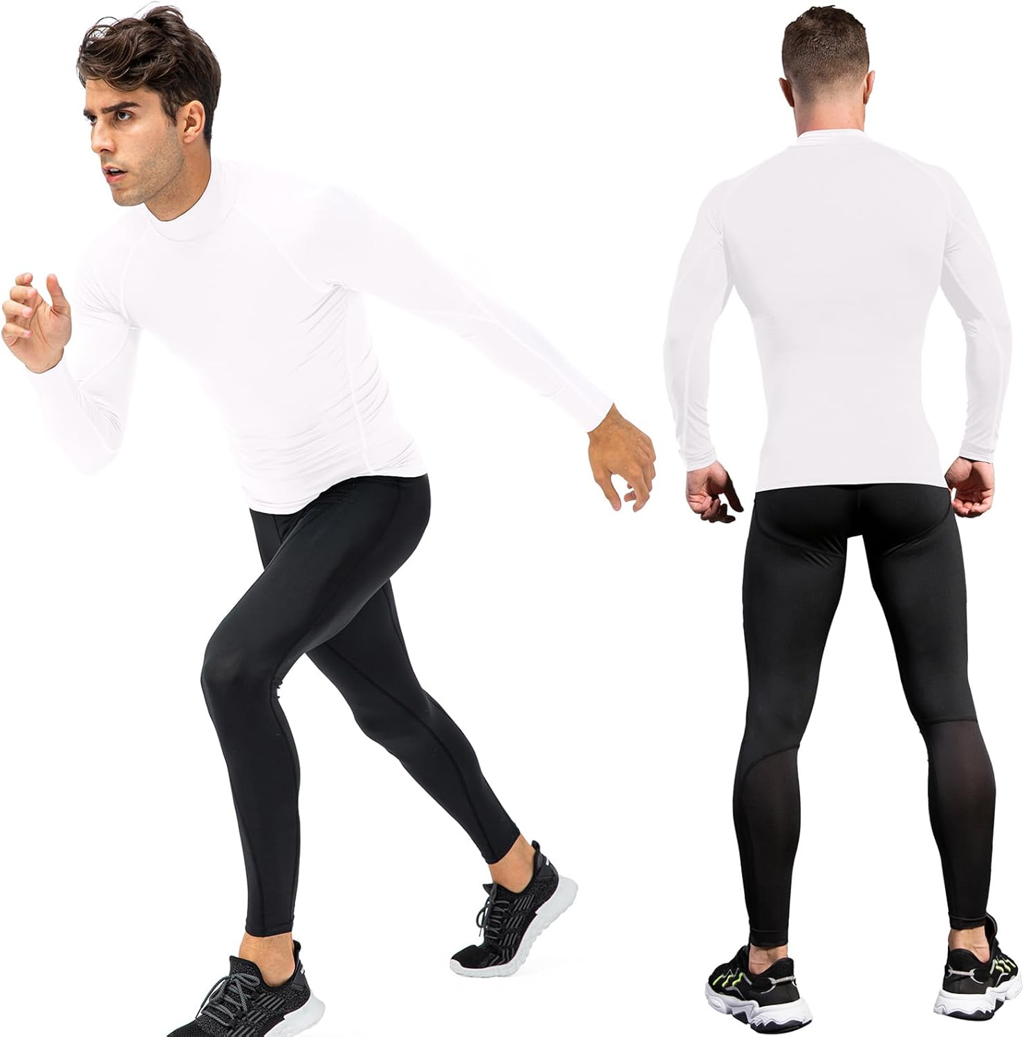 Men's Compression Shirts Long Sleeve Athletic Running Tops Football Turtle Neck Shirts Sport Baselayer Undershirt - Image 2