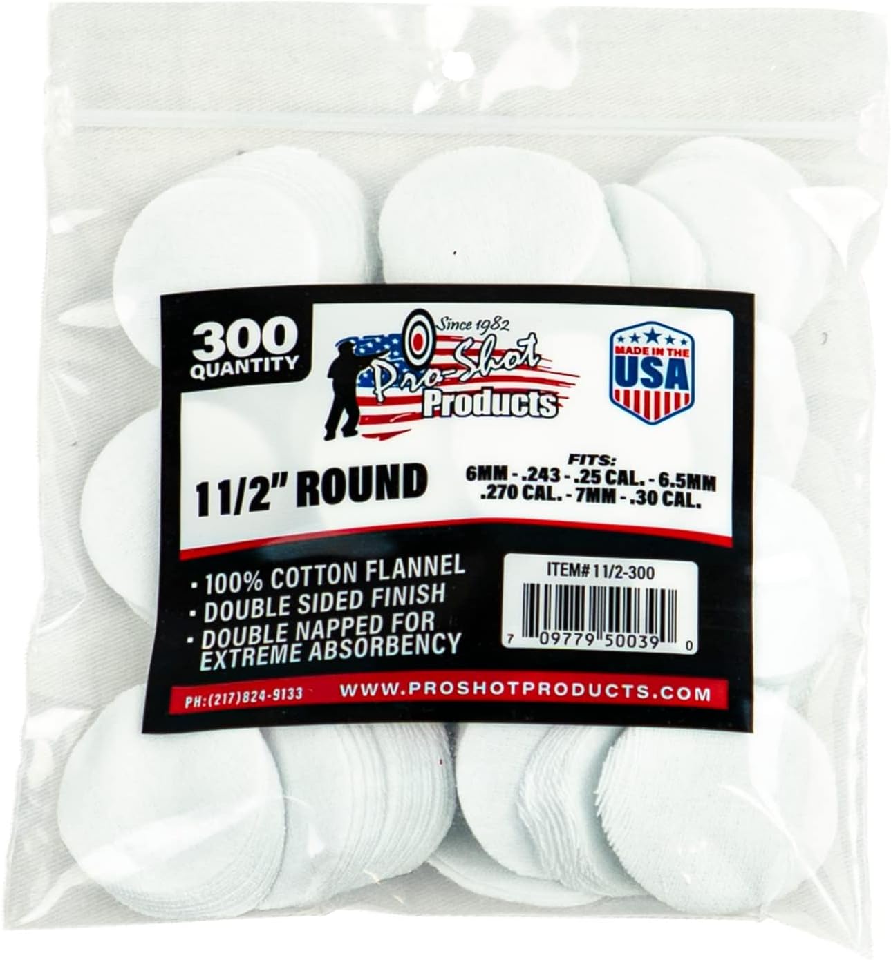 Pro-Shot Premium Gun Cleaning Patches – 100% Cotton Flannel, Superior Weave Technology, Double-Napped for Maximum Absorbency – Lint-Free, Solvent Ready, Caliber Fits - Made in USA