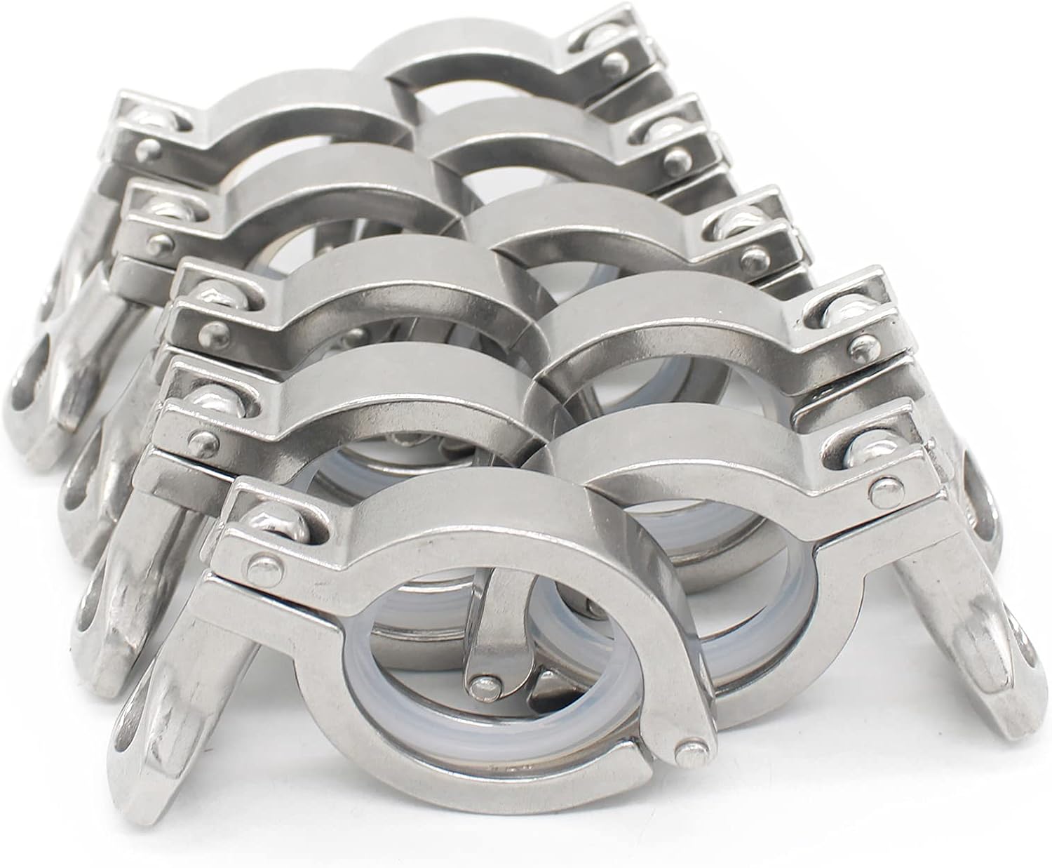 QiiMii 13MHHM Stainless Steel 304 Single Pin Heavy Duty Tri Clamp with Wing Nut for Ferrule TC 1.5"(10 Pack) (1.5 Inch).