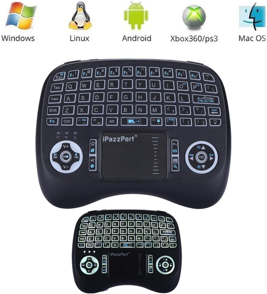 Leelbox 2.4Ghz Mini Keyboard, Wireless Mouse Touchpad Rechargeable Combos for PC Pad Android TV Box, LED Backlit Upgrade Version (Black)