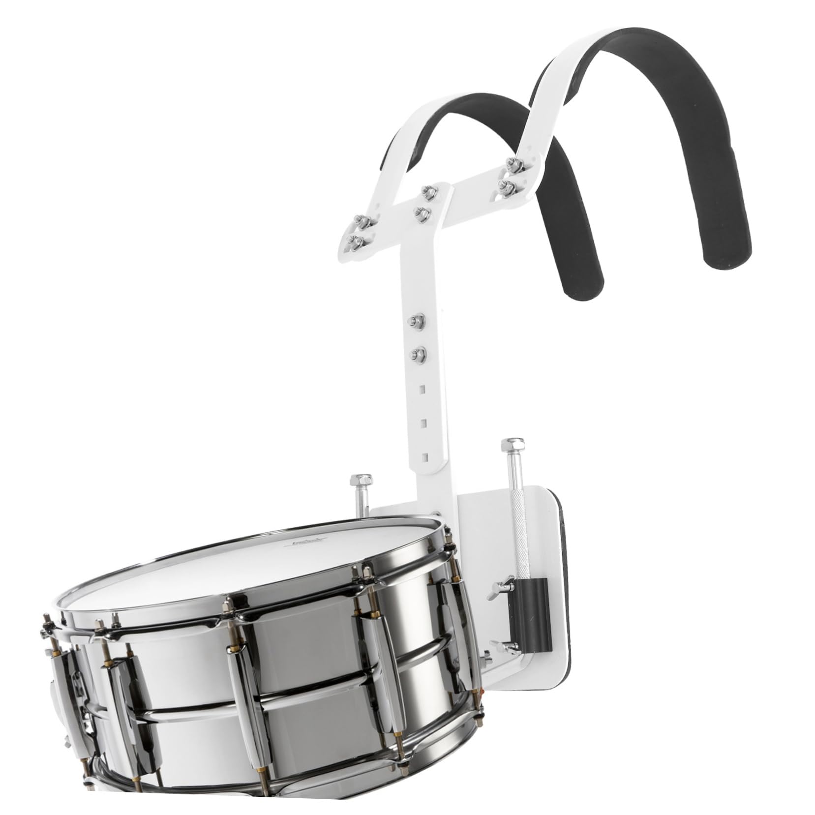 Verstellbarer Snare Drum Carrier mit Weißem Schultergurt aus Aluminiumlegierung Leicht und Einfach zu Montieren Zubehör für Trommel Groß und Marching Band
