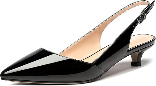 MERRORI Zapatos de tacón bajo para mujer, patente, sin cordones, con puntera puntiaguda, 1.5 pulgadas