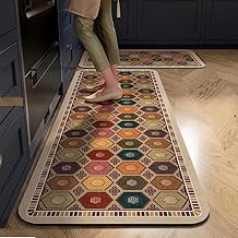 Clefairy Kitchen Rugs Mats Sets of 2 Cushioned Anti Fatigue Kitchen Mats for Floor Colorful Memory Foam Padded Kitchen Mat Non Slip Waterproof Comfort Standing Mat for Sink Laundry Office