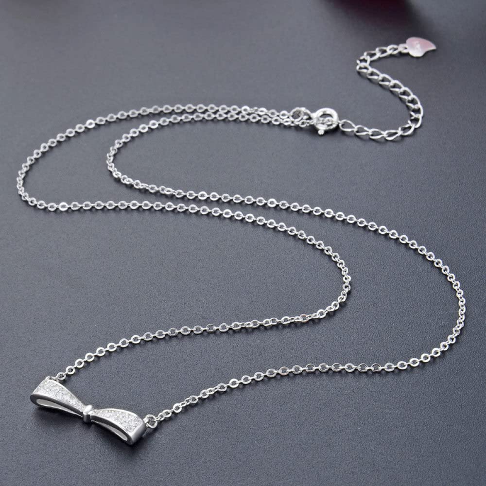 collar, Collar fino de ley for mujer S925 plata con lazo circón