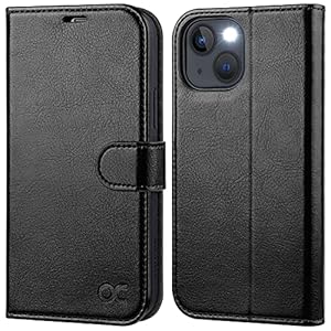 OCASE Kompatibel für iPhone 13 Hülle Handyhülle [Premium PU Leder] [Kartenfach] [Magnetverschluss] RFID Schutzhülle Klapphülle Handytasche Lederhülle Flip Case Cover Tasche Etui Schwarz