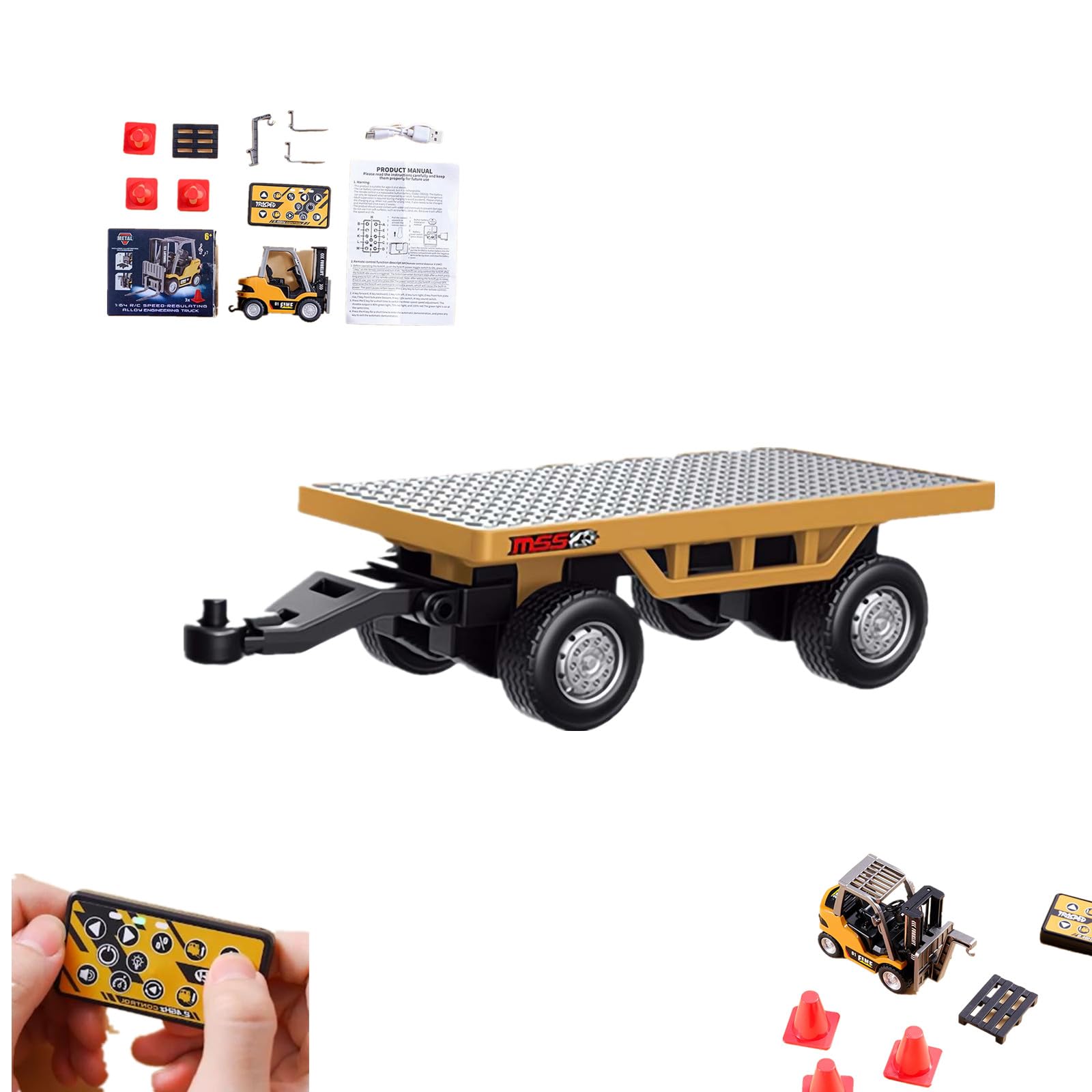 Remote Control Forklift, Full Proportional Mini RC Construction Toy with Lights & Sounds, 12 Channel 2 Mode RC Forklift, 1/64 Scale Remote Control Forklifts, Kids Forkliftrrucks Toy Birthday Gifts