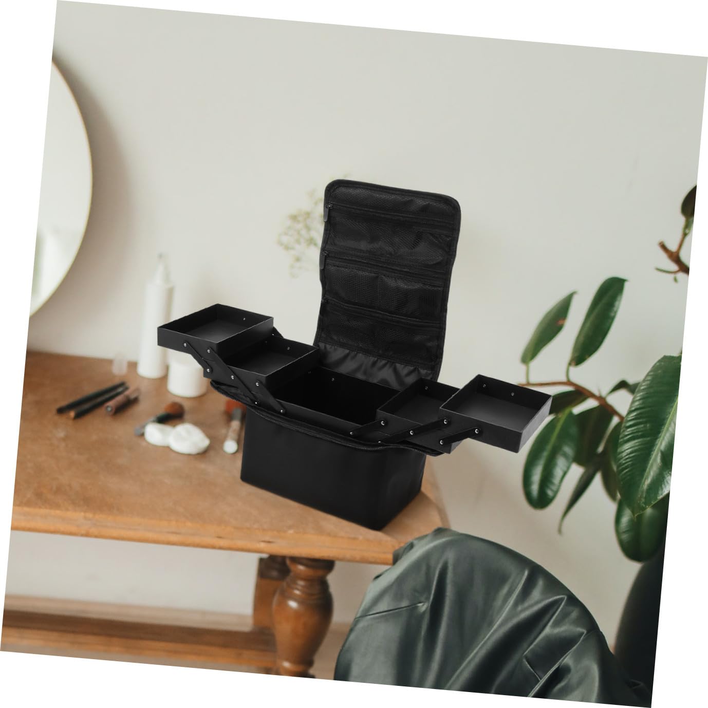BESTYASH Borsa Porta Trucchi Strati Custodia Per Cosmetici Tracolla e Manico Rinforzato Resistent Acqua Usura Grande Capacità Per Riporre Prodotti Per Trucco e Oggetti Personali