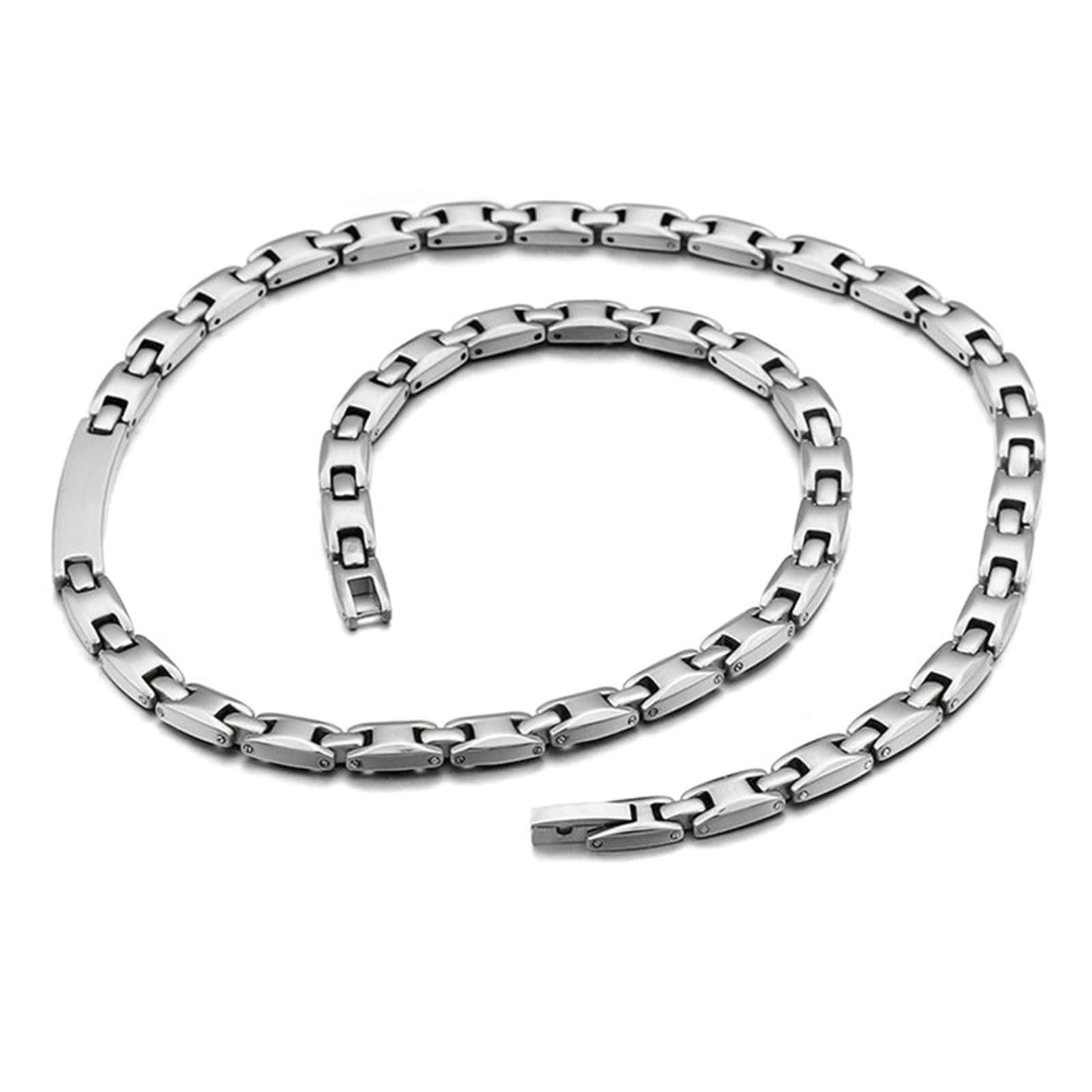 Beydodo Hip Hop Kette Herren 50CM ohne Anhänger, 6-7MM Gliederkette mit Stein Halskette Edelstahl Freundschaftskette Silber Rosegold