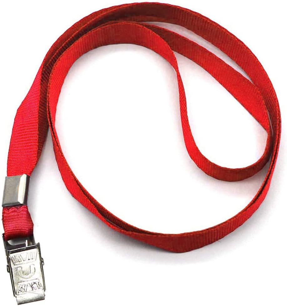 Beebel Red Lanyards 100 Pack Nylon Flat Badge Lanyard Bulldog Clip for Id Badge Name Tag (Red, 100 Pack) - Image 3