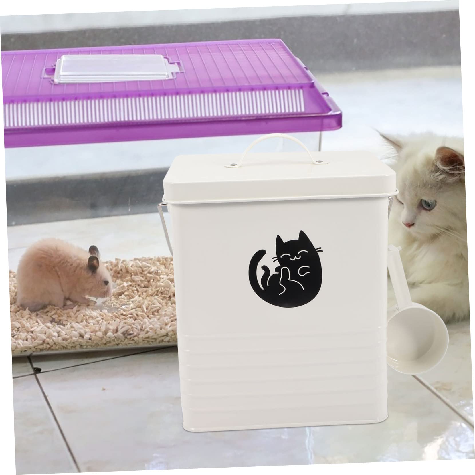 BESPORTBLE Supporto Per Bar Del Secchio Per Snack Per Gatti in Contenitore Per Cibo Per Cani Con Paletta Multiuso Resistente Per Alimenti Secchi Snack Preferiti Uso Familiare e Cucina