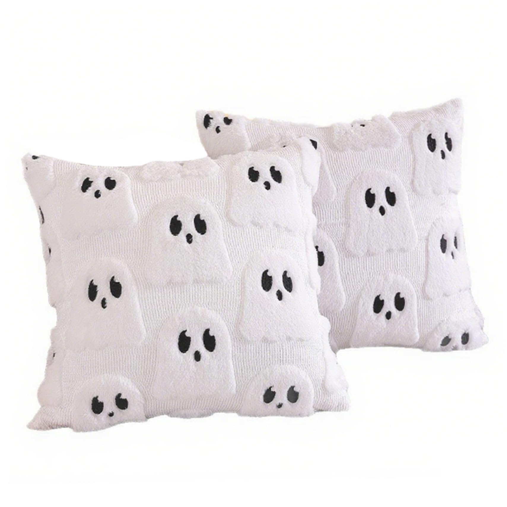 CNAFGBGG Halloween Pillow Covers 2Pcs, Ghost Embroidered, White, 18x18.
