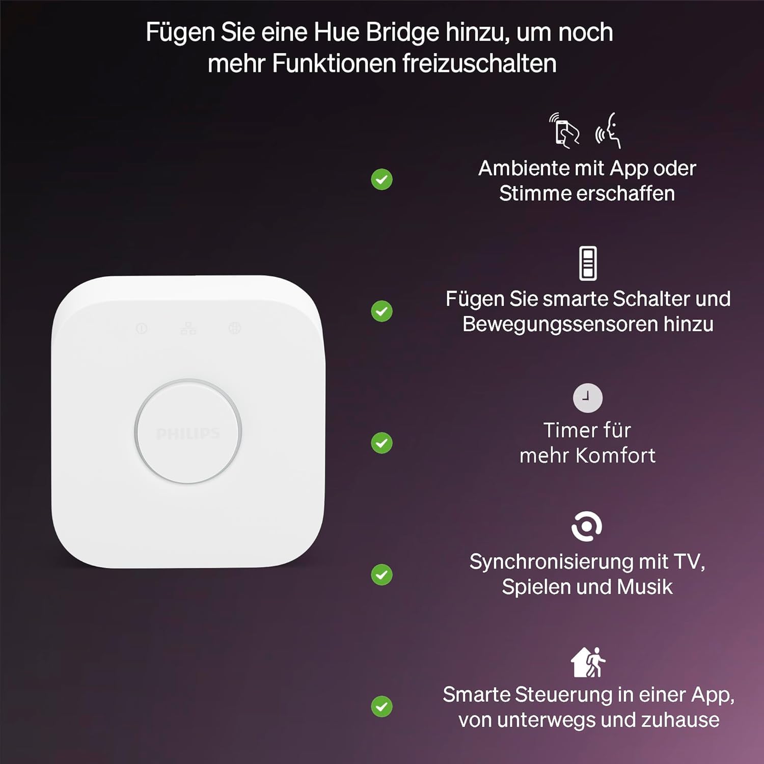 Philips Hue Essential Smart LED A60 Lampe, E27, 8W, 2200K-6500K, 806 Lumen, dimmbar, kompatibel mit Alexa, Google Assistant & Apple Home, 4er Pack