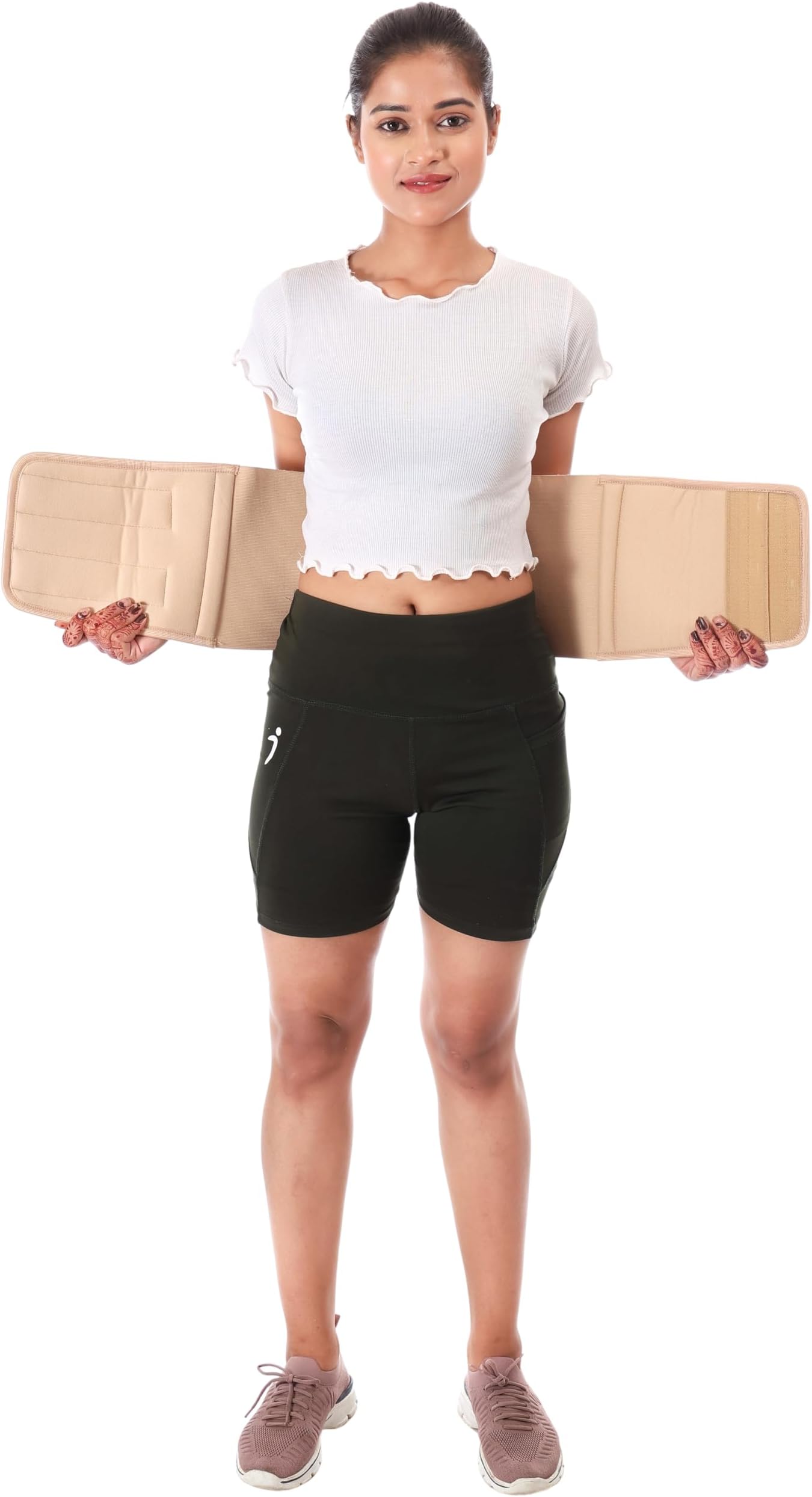 HEALNTRUST Abdominal Belt After Delivery For Tummy Reduction Belly Support Belt, Lower Back Pain Relief Belt, Breathable Belt For Women & Men, Cotton (Beige, L) (M)