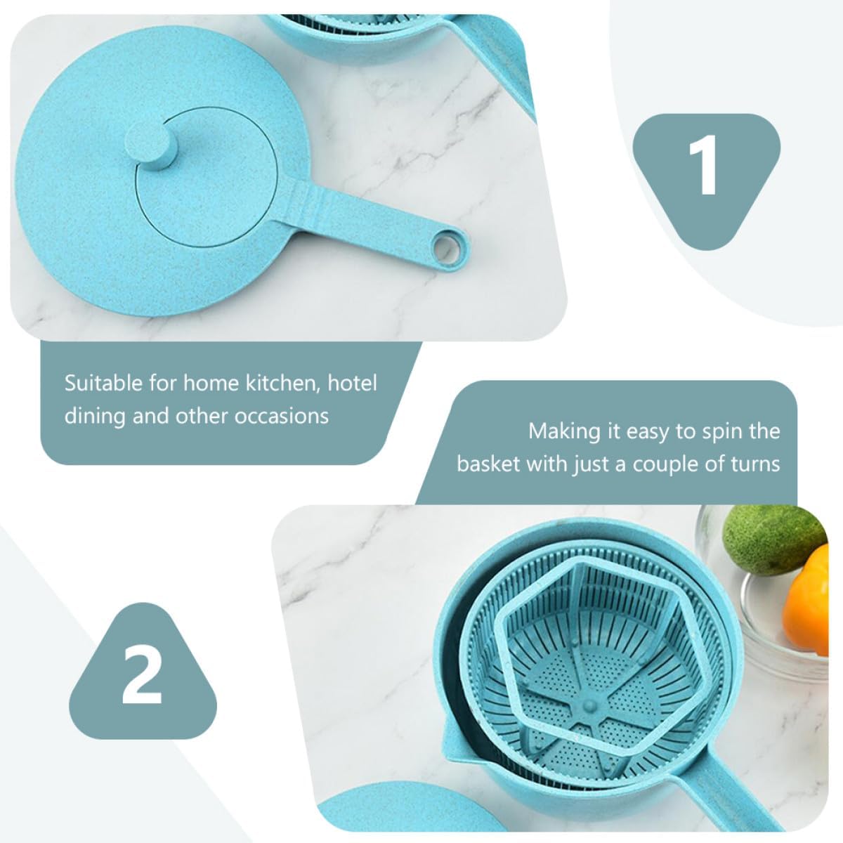 SHOWERORO Manual Salad Spinner Vegetable Drainer Basket with Rotary Handle, Kitchen Fruit and Vegetable Washing Tool, Quick Drying Basket for Fresh Salad Preparation Random Color