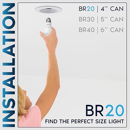 Miniatura 5 de LUXRITE Bombilla LED BR20, equivalente a 45 W, blanco frío de 4000 K, regulable, 460 lúmenes, bombilla LED R20 de 6.5 W, Energy Star, clasificación