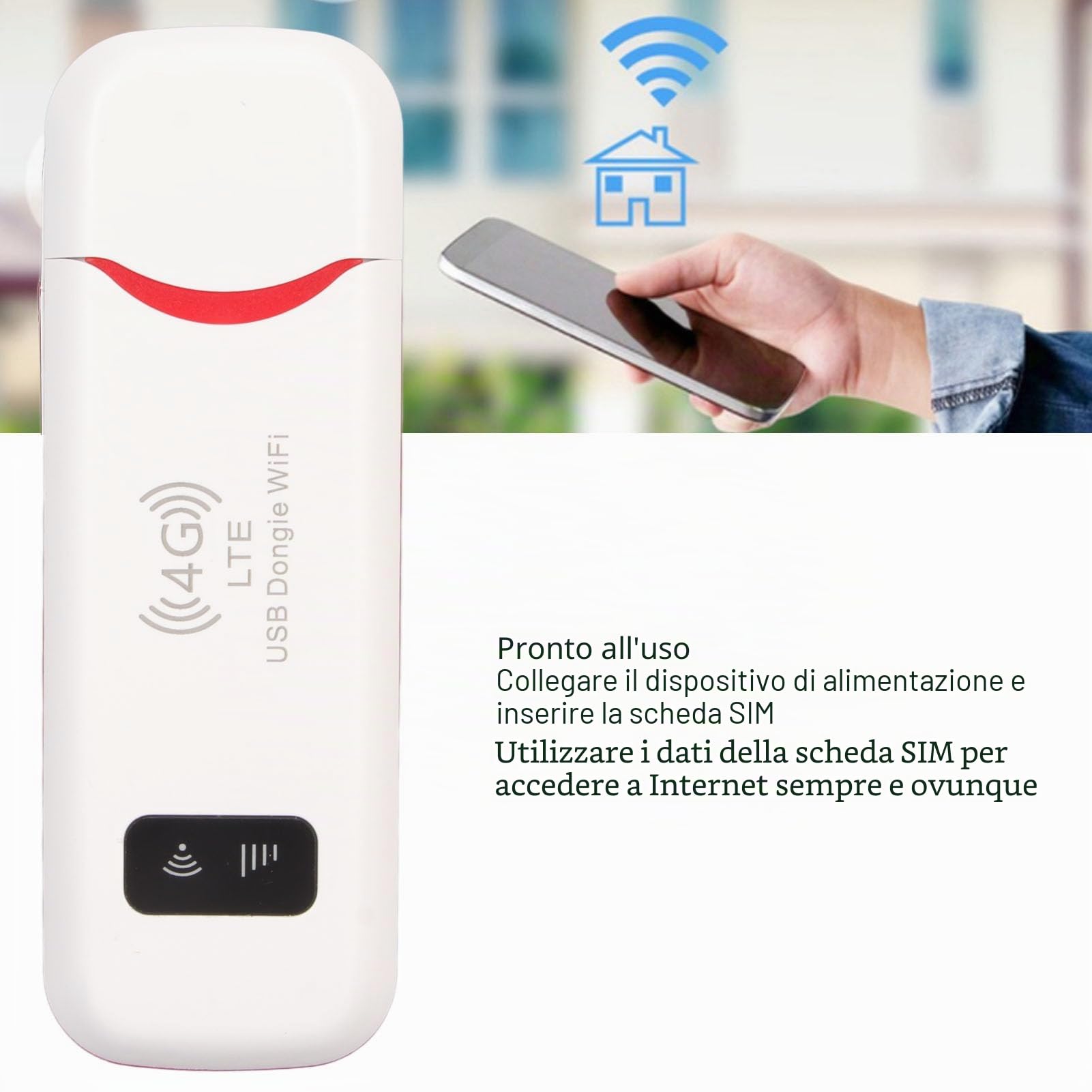 Ejoyous 4G Chiavetta USB WiFi Hotspot, Modem Mobile Router Portatile Dongle WiFi con Slot per SIM per Telefono Laptop TV Condivisione Internet ad alta velocità fino a 10