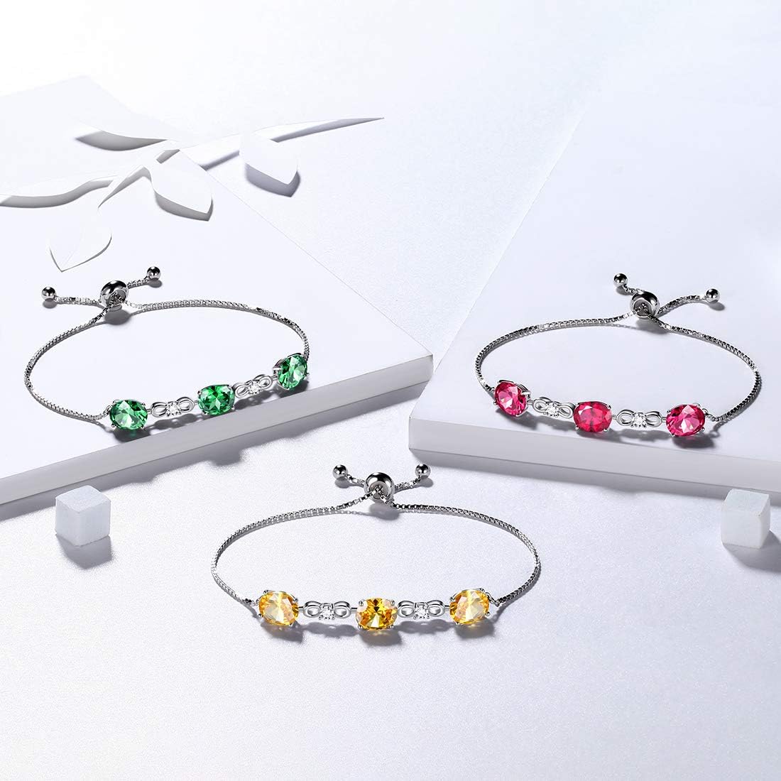 Aurora Tears 925 Sterling Silver 12 Birthstones Necklace/Earring/Ring/Bracelet Women Birthstone Pendant Crystal Fashion Birthday Jewelry Christmas Gift for Girls Women