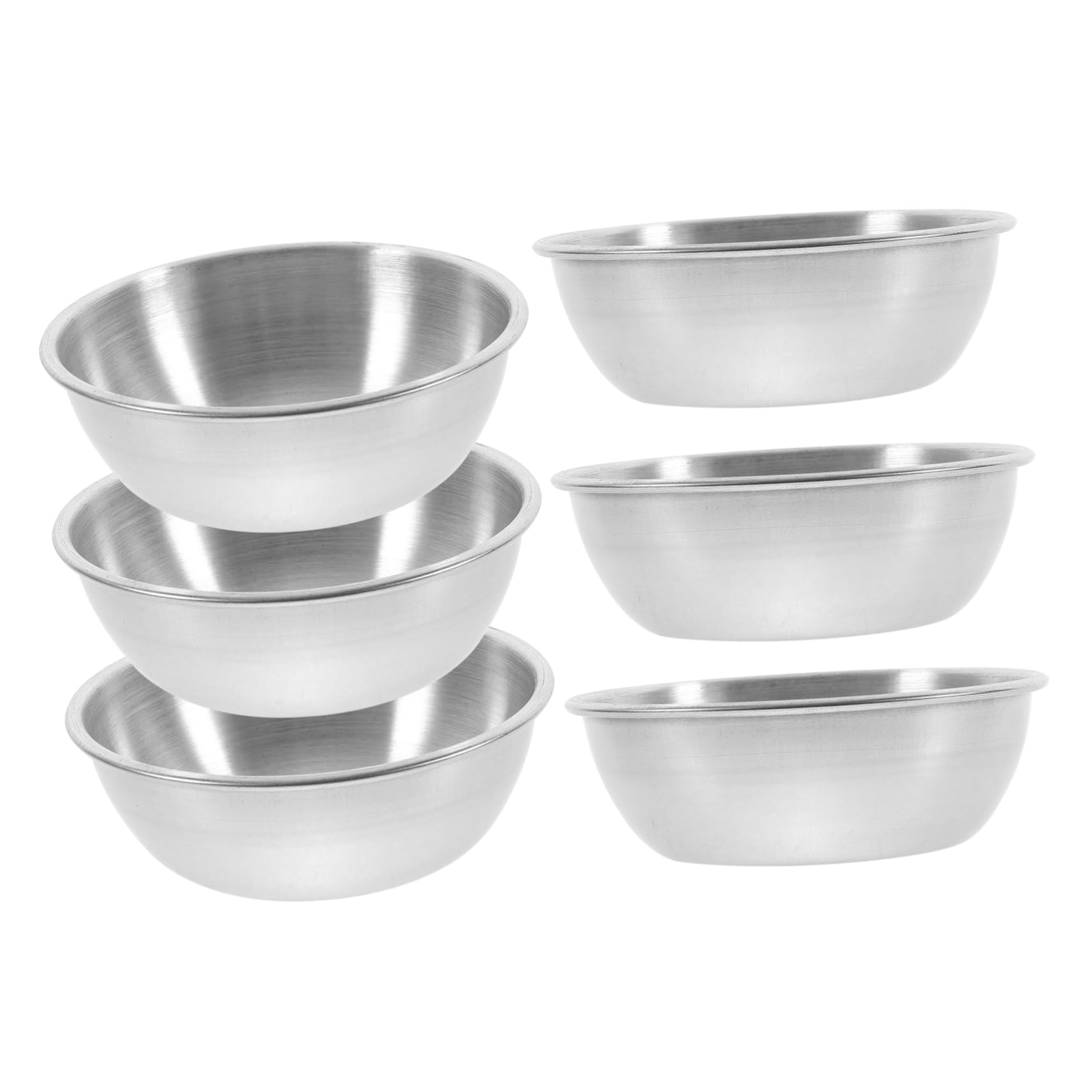 Unomor 6pcs Small Fruit Dishes Tasting Plate Noddle Dishes Salt Vinegar Dish Condiment Dip Bowls Dip Dish for Parties Tiny Bowls Mini Prep Bowl Side Dish Bowl Silver Stainless Steel