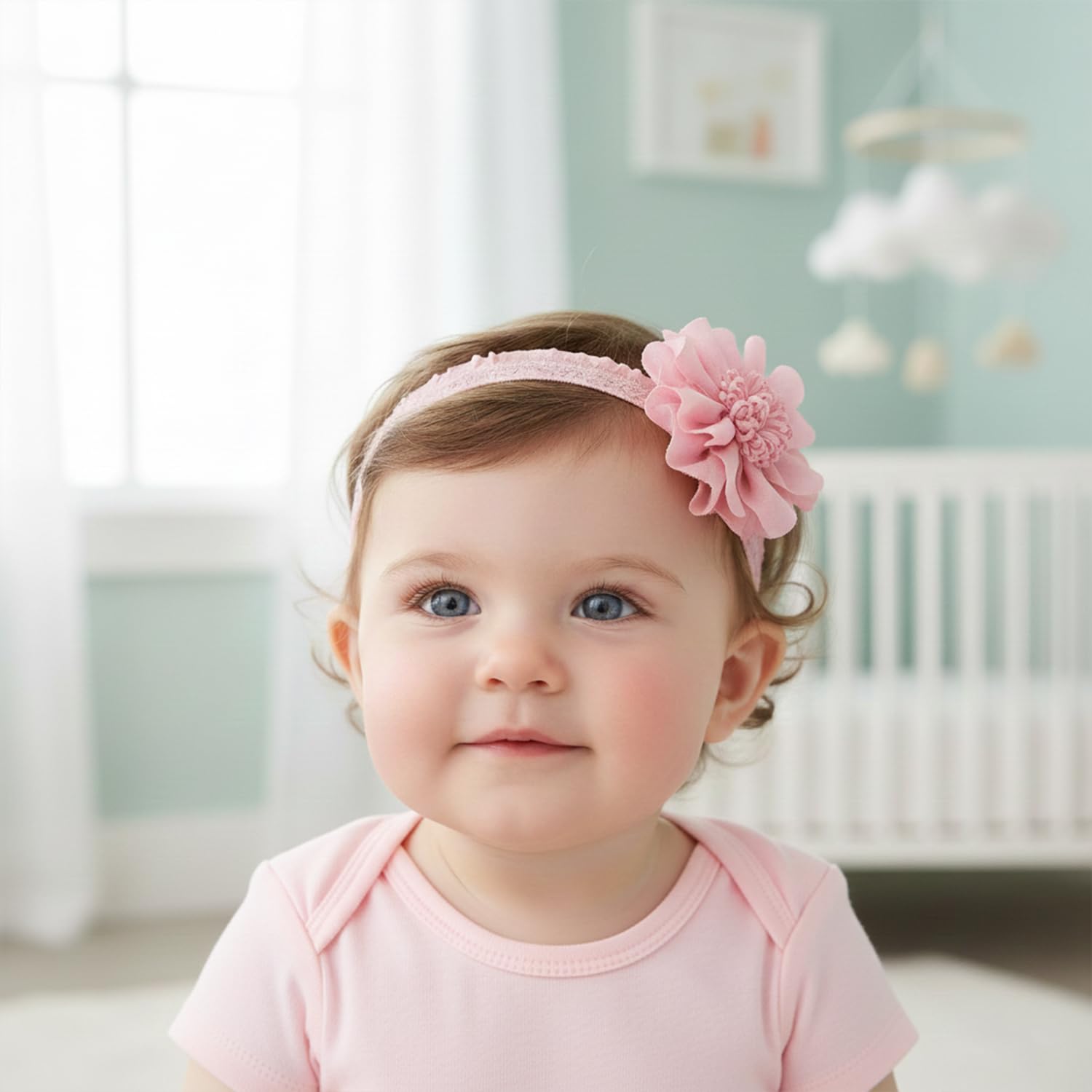 SYGA 3 Pcs Baby Girl Headband Soft Flower Bow Strechable Hairband Suitable For Newborns, Infants, Toddlers And Kids 0-3 Years(Color - 1006),Multi 3